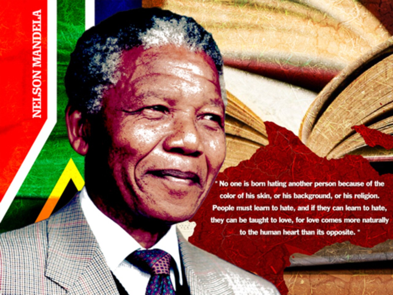 Nelson Mandela Poster Quote No One is Born Hating Another Person, 24"x18", Unframed